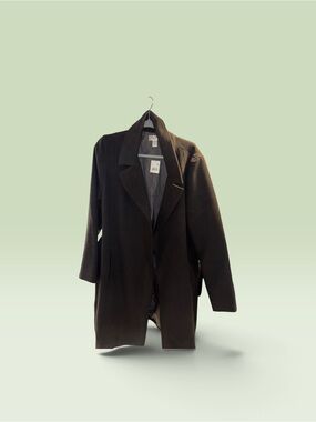 Motherhood Black Trench Coat with Notch Collar